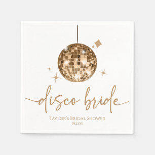 Serviette En Papier Gold Disco Ball Disco Bride Fête des mariées