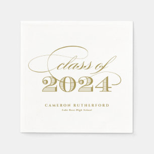Serviette En Papier Gold Elegant Script 2024 Graduation Party