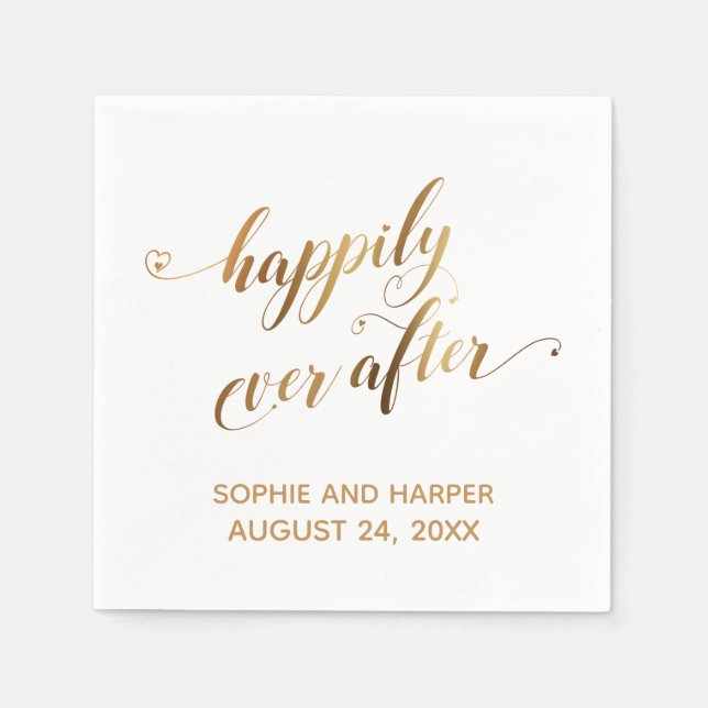 Serviette En Papier Gold et White Joyeux toujours après, Script de coe (Devant)