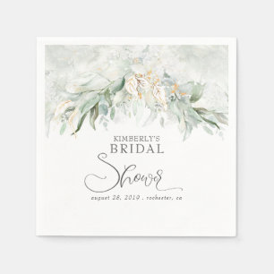 Serviette En Papier Gold Eucalyptus Fête des mariées Boho verte