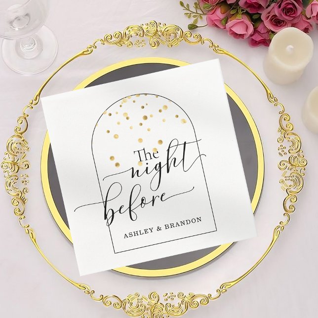 Serviette En Papier Gold Flakes Minimal Script La Nuit Précédente (Créateur téléchargé)