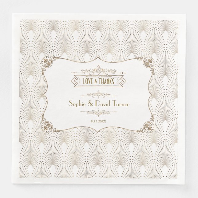 Serviette En Papier Gold Fleur-de-lis Great Gatsby 20s Style Mariage (Devant)
