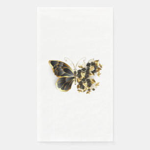 Serviette En Papier Gold flower Butterfly with Black Orchid