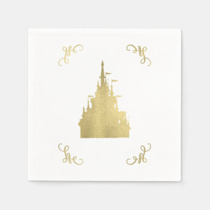Serviette En Papier Gold Foil Princess Drapeau Château Storybook Maria