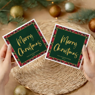 Serviette En Papier Gold Foil Script Joyeux Noël Fête