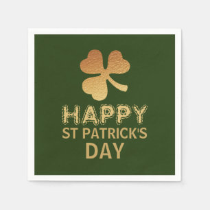 Serviette En Papier Gold Foil Shamrock, St Patrick's Day Party