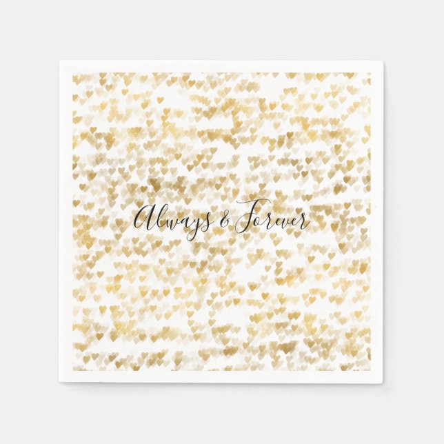 Serviette En Papier Gold Glam Hearts Bokeh (Devant)