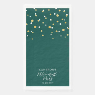 Serviette En Papier Gold & Green Design Confetti Retraite Party