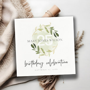 SERVIETTE EN PAPIER GOLD GREEN FOLIAGE WREATH TOUT ÂGE 25E ANNIVERSAI