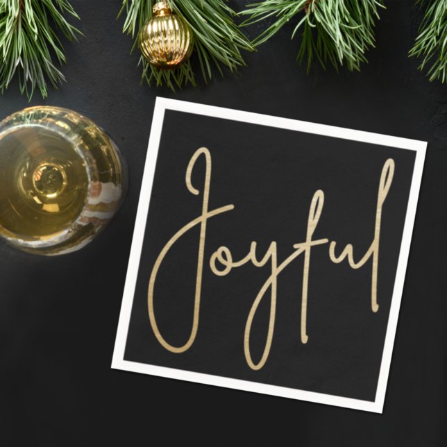 Serviette En Papier Gold JOYFUL pour Noël noir (Créateur téléchargé)