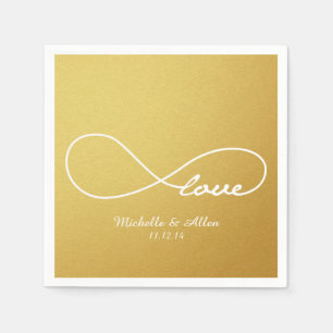 Serviette En Papier Gold Love Infinity Papier Mariage ensemble de serv