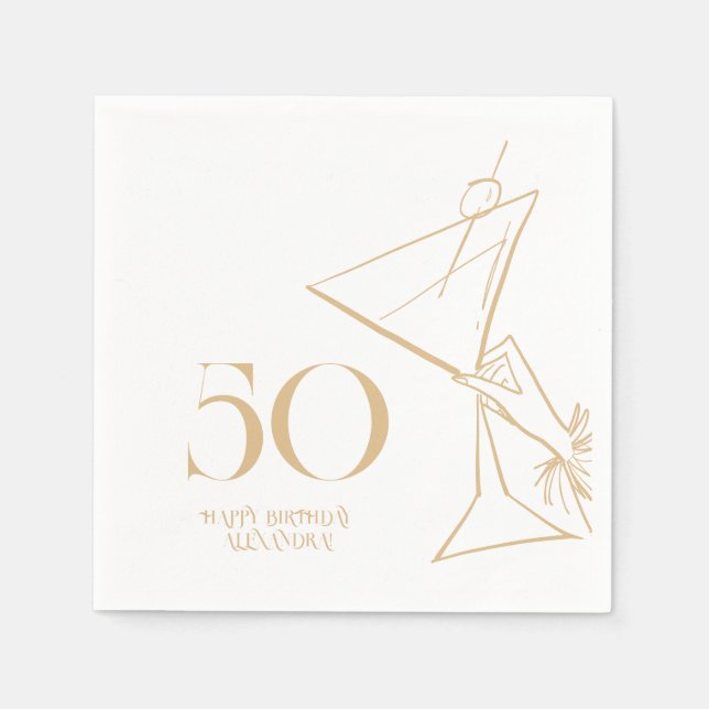 Serviette En Papier Gold Modern 50e Adulte Anniversaire Napkin (Devant)
