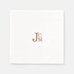 Serviette En Papier Gold Modern Monogram Mariage Cocktail  Napkins