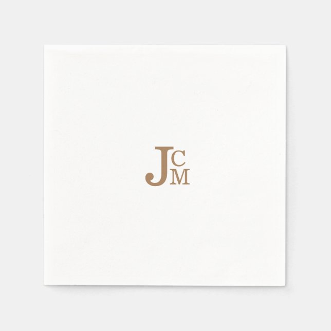 Serviette En Papier Gold Modern Monogram Mariage Cocktail  Napkins (Devant)