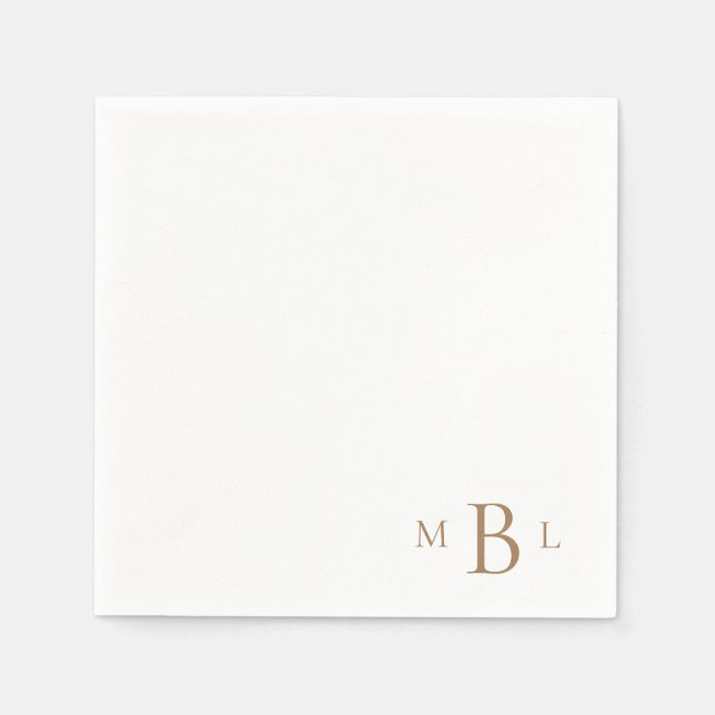 Serviette En Papier Gold Monogram Simple Mariage Cocktail (Devant)