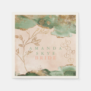 Serviette En Papier Gold Moss Eucalyptus Moderne Abstrait