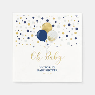 Serviette En Papier Gold & Navy Blue Oh Baby Baby shower serviettes