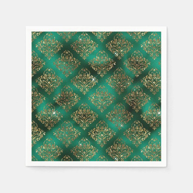 Serviette En Papier Gold Noël Vacances en métal Damas (Devant)