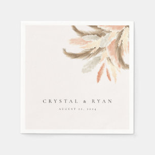 Serviette En Papier Gold Pampas Grass Mariage papier invité C100