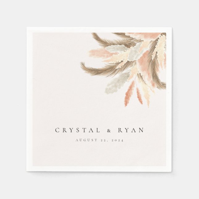 Serviette En Papier Gold Pampas Grass Mariage papier invité C100 (Devant)