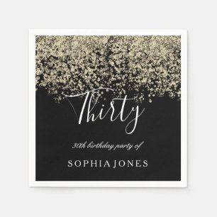 Serviette En Papier Gold Parties scintillant Confetti Black 30e annive