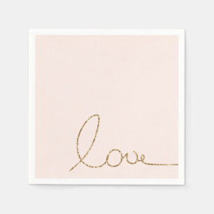 Serviette En Papier Gold Parties scintillant Love Pink Shell