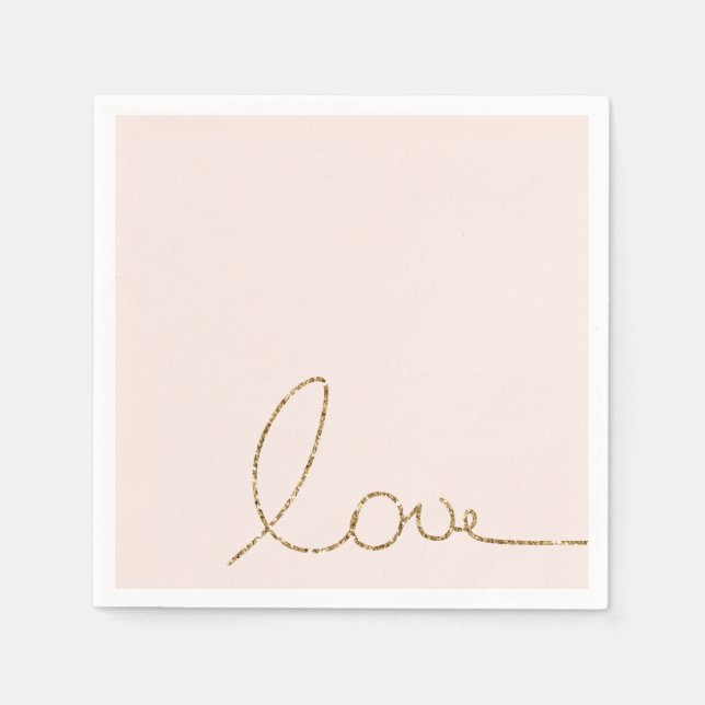 Serviette En Papier Gold Parties scintillant Love Pink Shell (Devant)