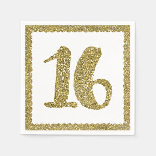 Serviette En Papier Gold Parties scintillant Sweet 16 16E fête d'anniv