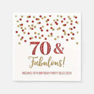 Serviette En Papier Gold Red Confetti 70 & Fabuleux