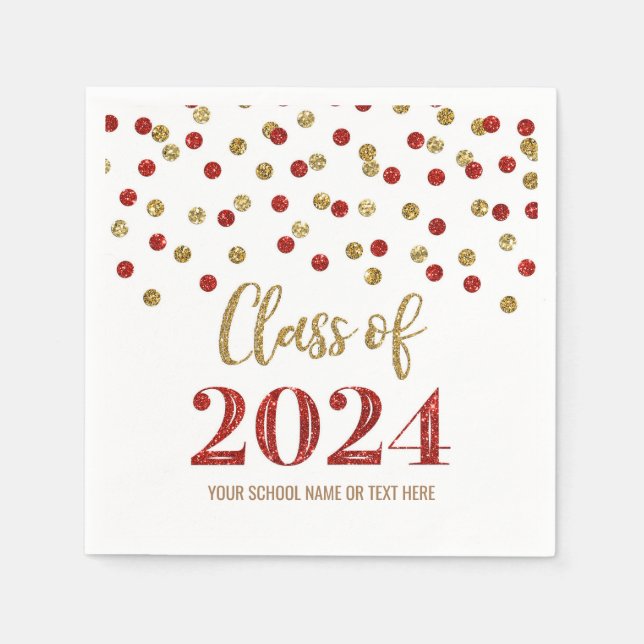 Serviette En Papier Gold Red Confetti Classe de serviettes 2024 (Devant)