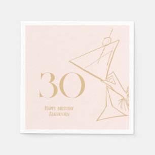 Serviette En Papier Gold rose moderne 30e Adulte Anniversaire Napkin