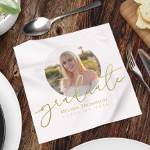 Gold Script Graduation Party Photo personnalisée
