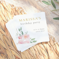 Gold Script peint Floral fête d'anniversaire