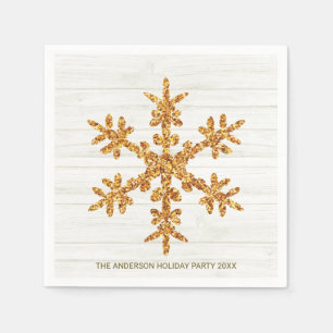 Serviette En Papier Gold Snowflake Élégant Chic Fête