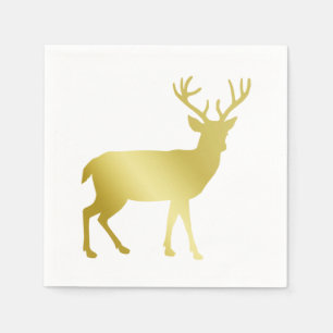 Serviette En Papier Gold Stag Deer Christmas