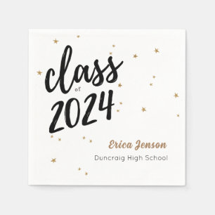 Serviette En Papier Gold Star Nom personnalisé Graduation Party Napkin