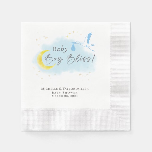 Serviette En Papier Gold Starlit Baby Boy Bliss Stores Livraison spéci (Devant)