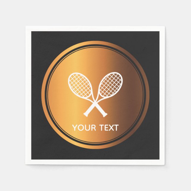 Serviette En Papier Gold Tennis Rackets Sport Thème Lecteur Texte Pers (Devant)