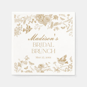 Serviette En Papier Gold Toile De Jouy Vintage Floral Bridal Brunch