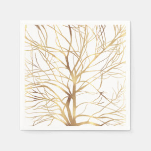 Serviette En Papier Gold Tree Silhouette