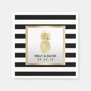 Serviette En Papier Gold Tropical Ananas Moderne Mariage