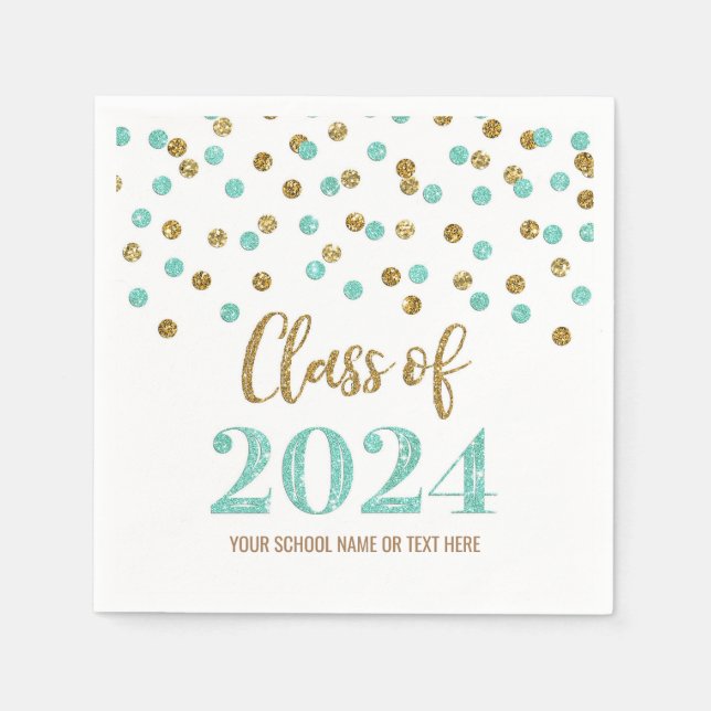 Serviette En Papier Gold Turquoise Confetti Classe de serviettes 2024 (Devant)