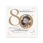 Gold White Calligraphy Photo personnalisée 80e ann