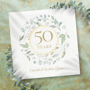 Serviette En Papier Golden 50 Mariage Anniversaire Laurel Green