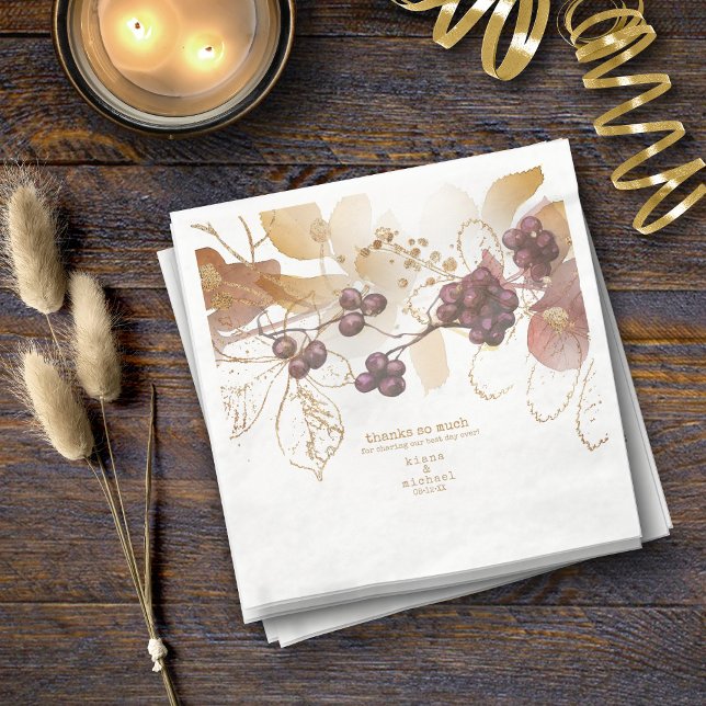 Serviette En Papier Golden Automne Mariage Berries V2 ID655 (Créateur téléchargé)