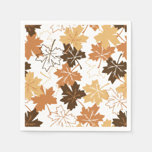 Serviette En Papier Golden Brown Automne Motif Blanc Ver