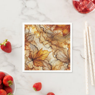 Serviette En Papier Golden Fall Feuilles d'encre d'alcool papier décou