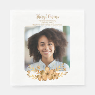 Serviette En Papier Golden Flower High School College Graduation