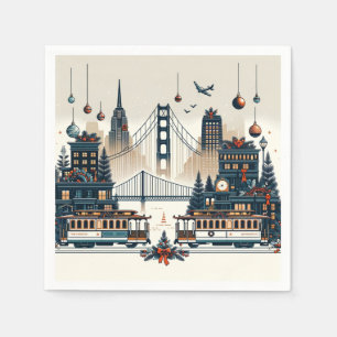 Serviette En Papier Golden Gate Holiday Magie San Francisco Noël