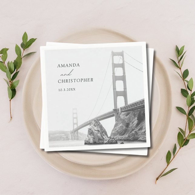 Serviette En Papier Golden Gate San Francisco Mariage Napkins (Golden Gate San Francisco Wedding Napkins)